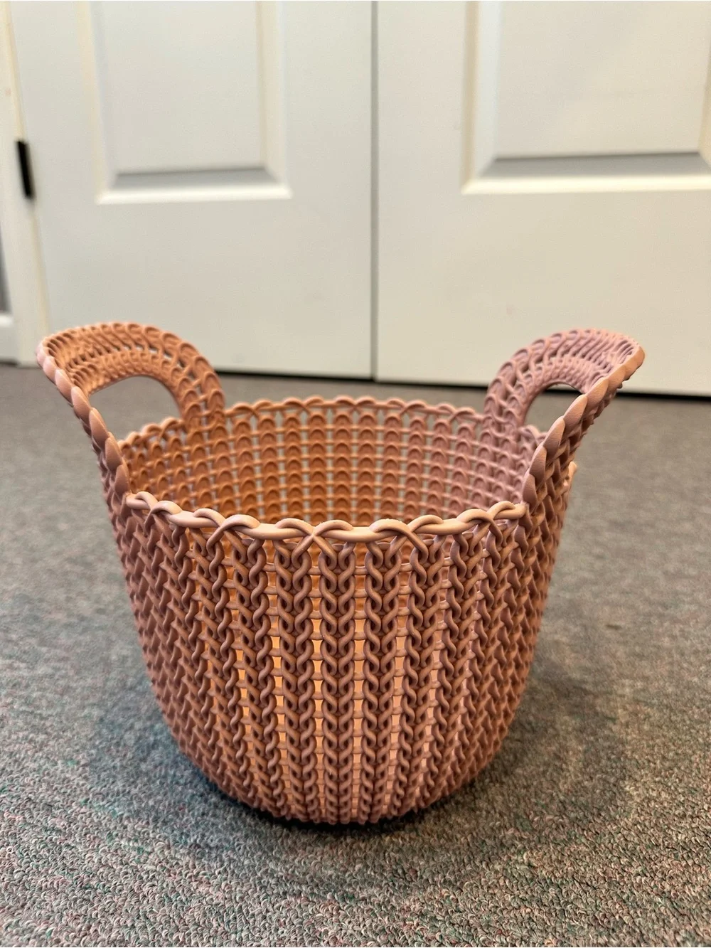 Curvers 3.0 Qt. Knit Round X-Small Storage Basket Set in Mauve Pink